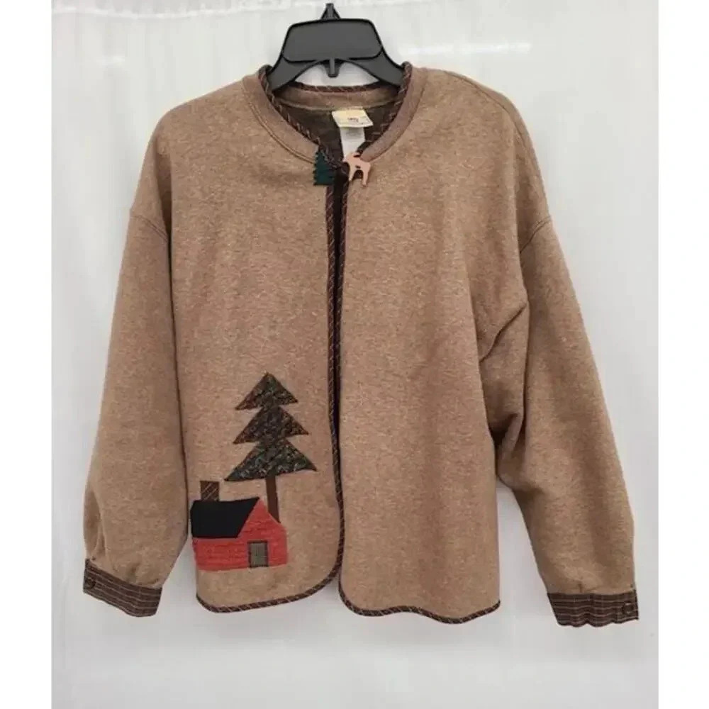 Rare Vintage Lee Brown House Reindeer Ugly Christmas Sweater - L